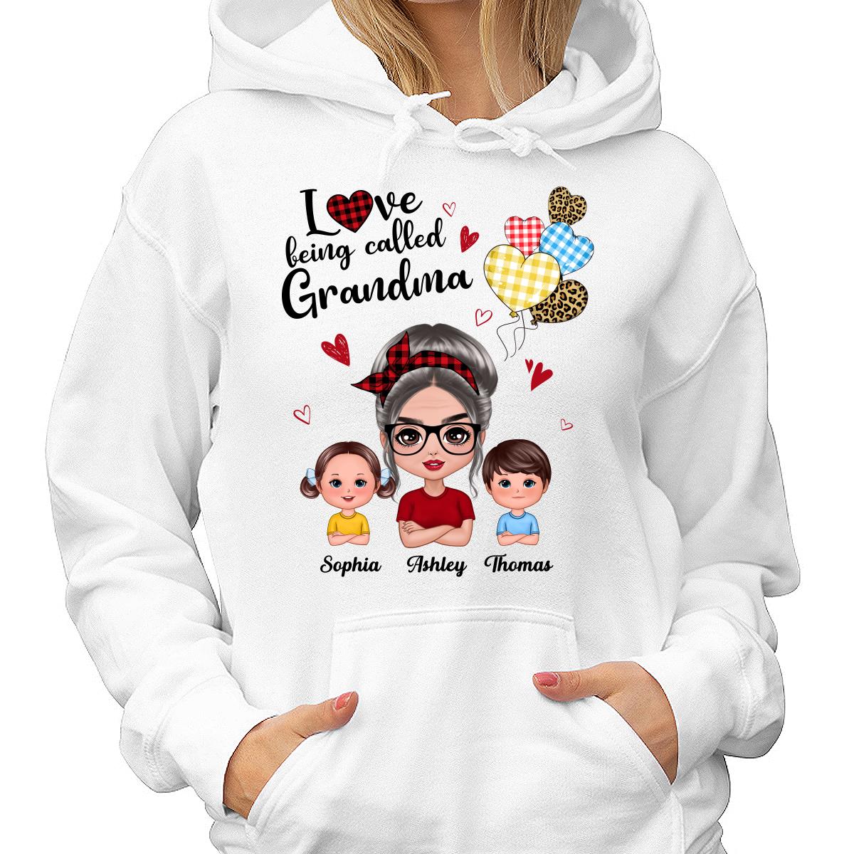 Love Being Called Grandma Doll Grandma Grandkids Colorful Checkered Hearts Personalized Shirt