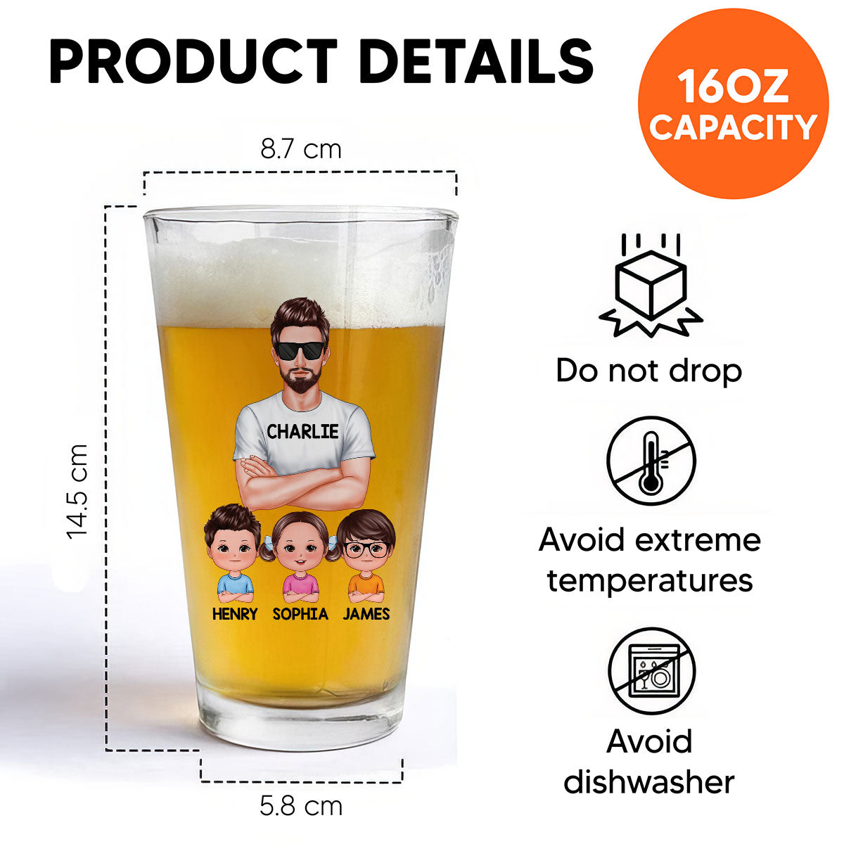 To Dad From The Reasons You Drink Personalized Beer Glass, Funny Birthday Gift For Dad