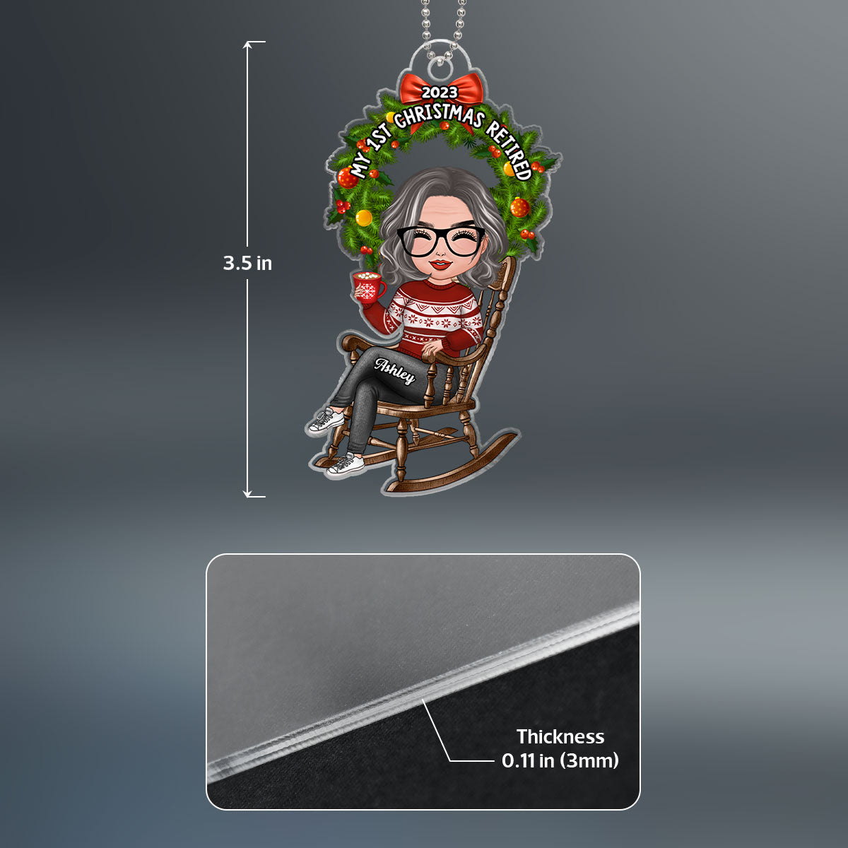 Grandma First Christmas Retired Personalized Acrylic Ornament