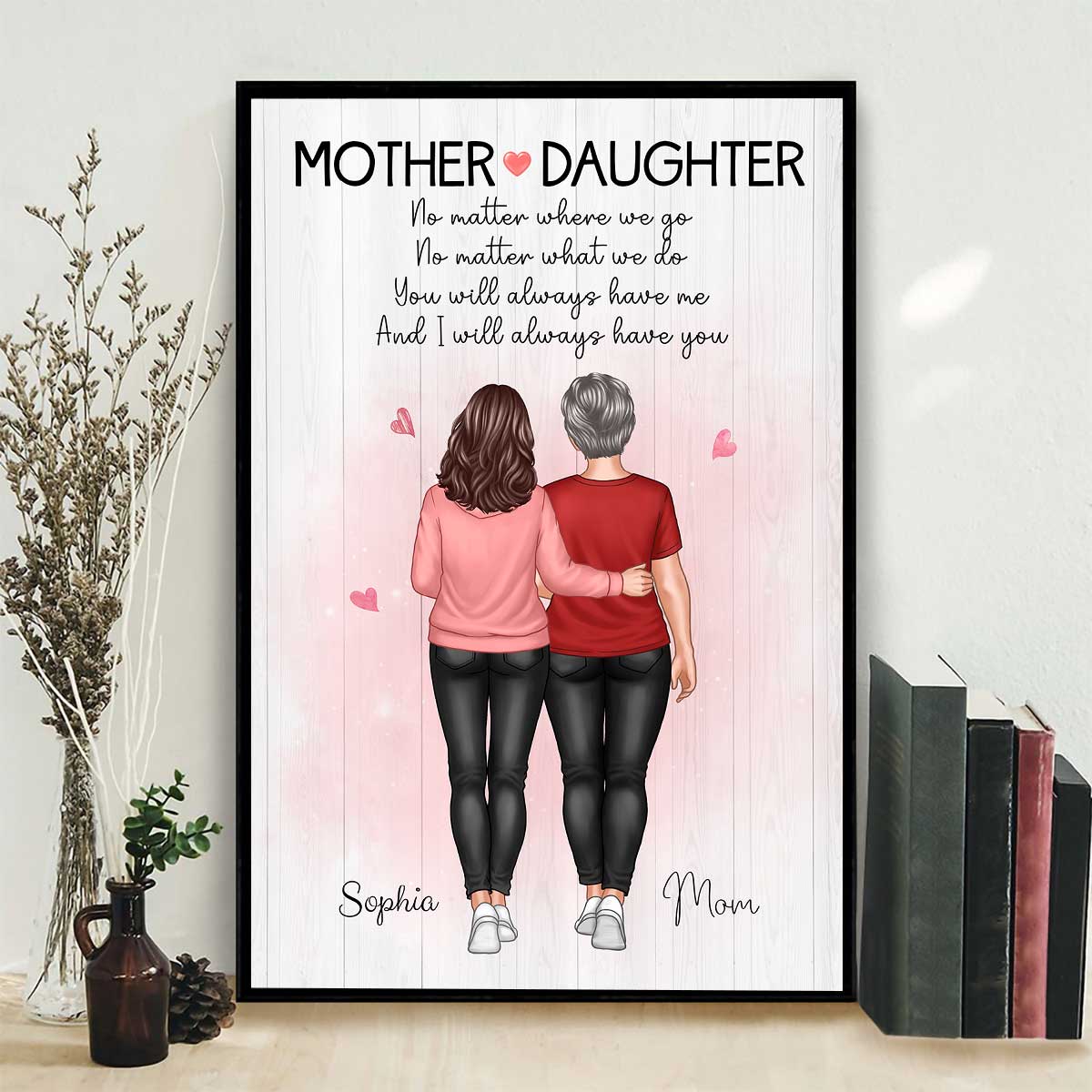 Mother And Daughter No Matter What Mother‘s Day Gift Personalized Vertical Poster