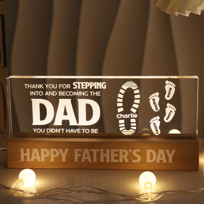 Stepdad Thank You For Stepping In Father‘s Day Gift Personalized Block LED Night Light