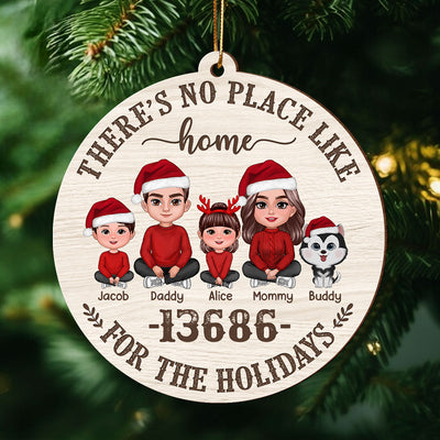 No Place Like Home Zip Code Doll Family Personalized Wooden Ornament, Christmas gift for Family