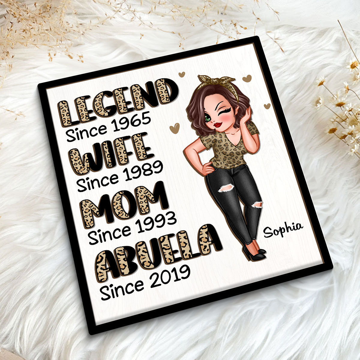 Legend Wife Mom Grandma Personalized 2-Layer Wooden Plaque
