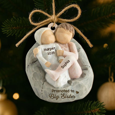 Promoted To Big Sister Big Brother - Personalized Wooden Ornament - New Big Brother, New Big Sister Gift