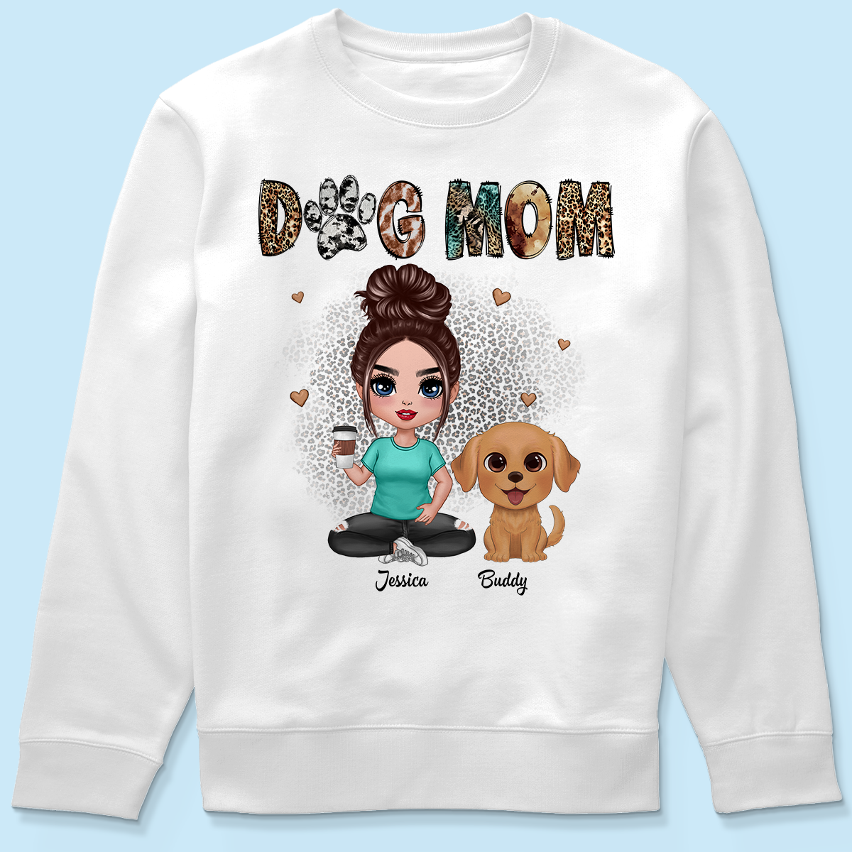 Animal Patterns Dog Mom Watercolor Cute Dogs Personalized Shirt
