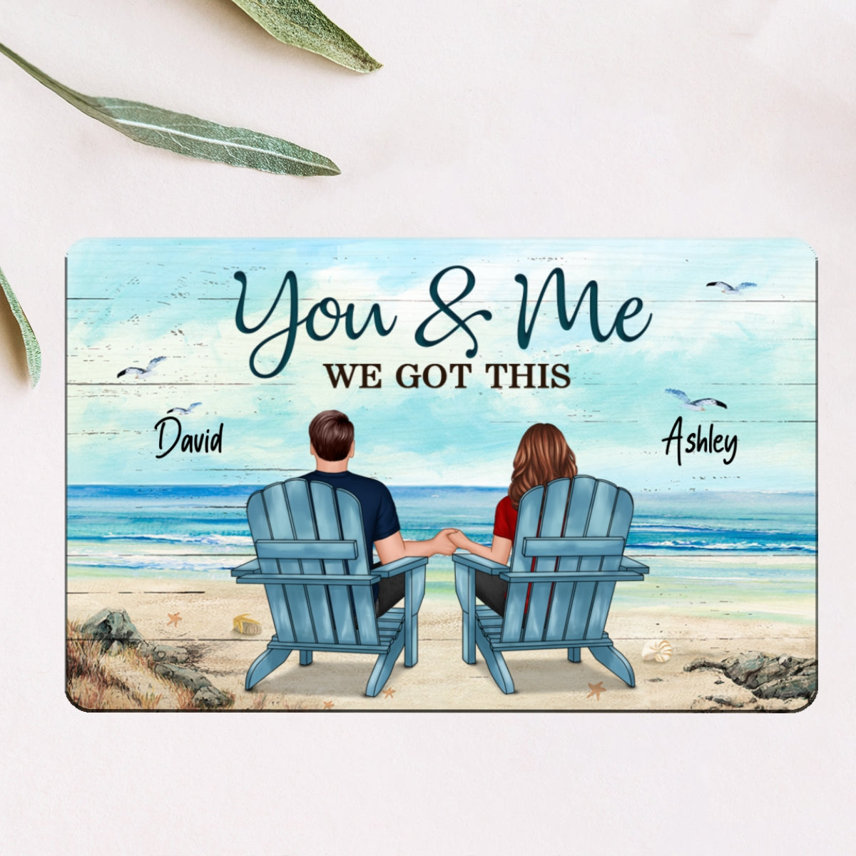 Couple Back View Sitting At Beach Wallet Insert Keepsake Personalized Metal Wallet Card