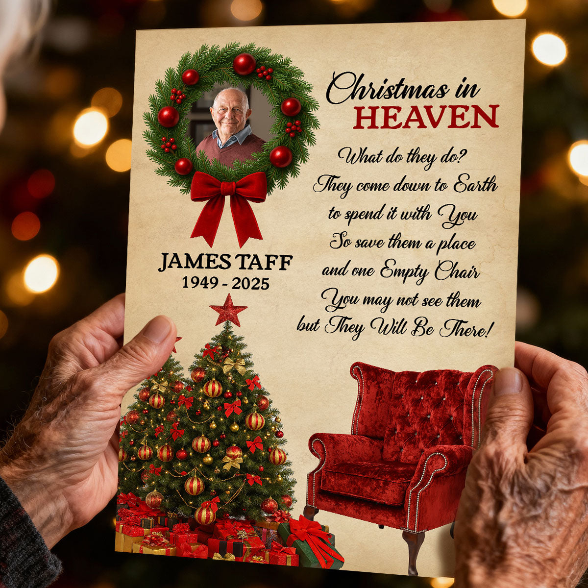 Christmas In Heaven Upload Photo Family Memorial - Personalized Poster