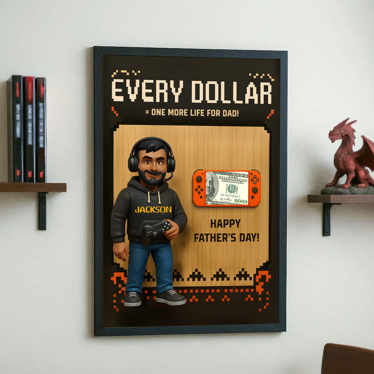 Gamer Dad Cooler Happy Father's Day Money Gift Personalized Poster, Gift for Dad, Gift for Husband