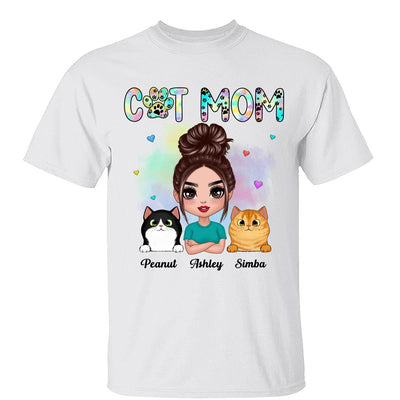 Pastel Paw Patterns Doll Cat Mom Fluffy Cats Personalized Shirt