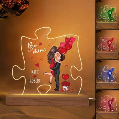 Be Mine Doll Couple Kissing Personalized Custom Shape LED Night Light
