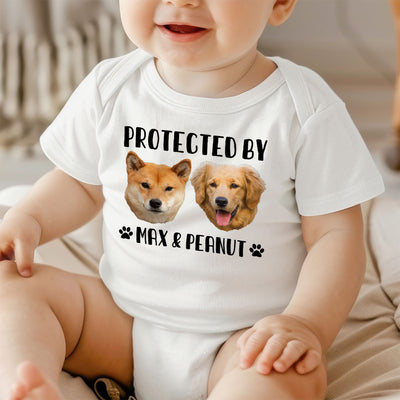 Upload Photo Protected By Pets Personalized Baby Onesie Baby Shirt