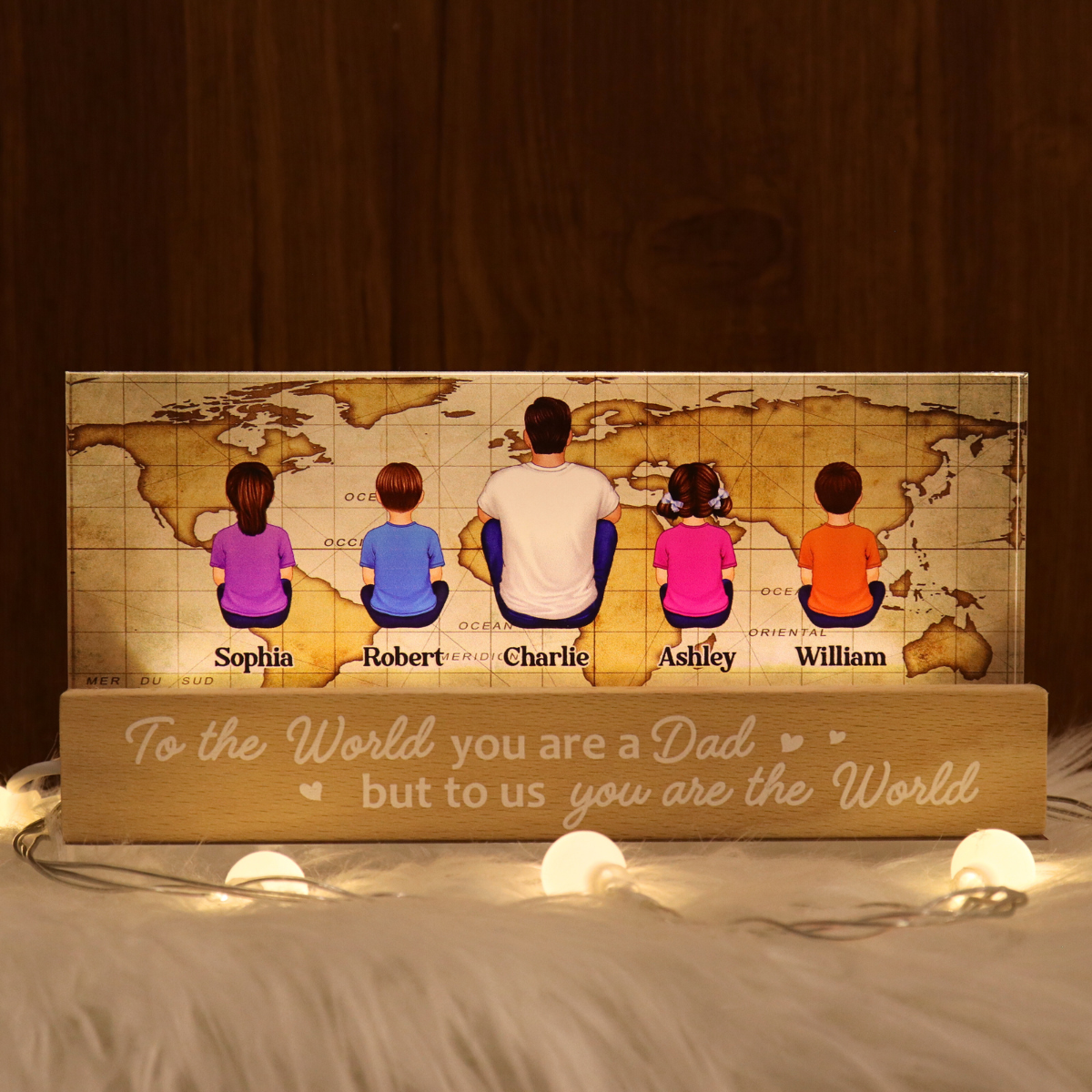 Dad You Are The World Personalized LED Night Light, Gift For Father‘s Day