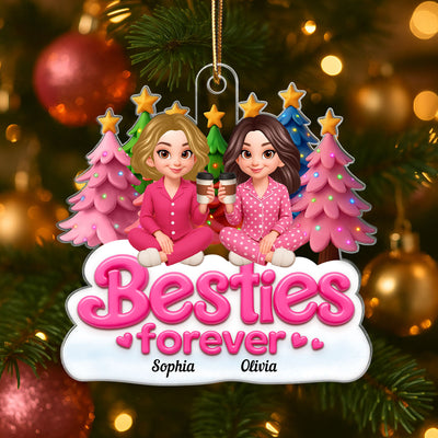 Pink Besties Forever Christmas - Personalized Acrylic Ornament