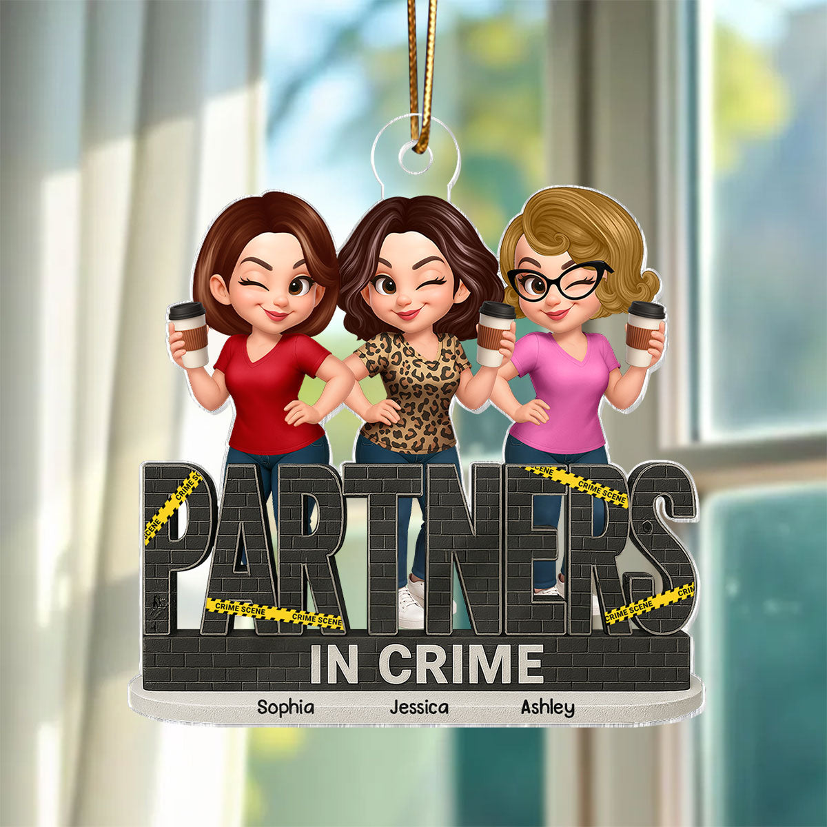 Partners In Crime Do Not Cross Besties Sisters Personalized Acrylic Ornament