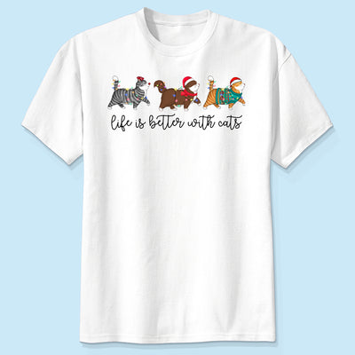 Cute Christmas Walking Cats Personalized Shirt