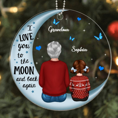Love To The Moon Grandma Grandkids Personalized Acrylic Ornament