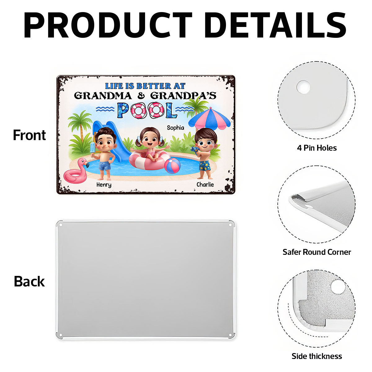 Welcome to Grandma & Grandpa's Pool, Memories are Made Here Personalized Metal Sign, Grandkids Welcome Sign
