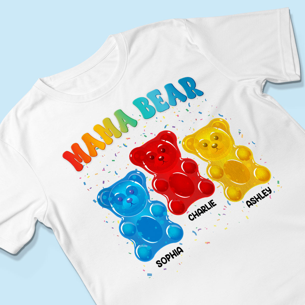 Mama Bear Colorful Bear Gift for Mom Grandma Personalized Shirt