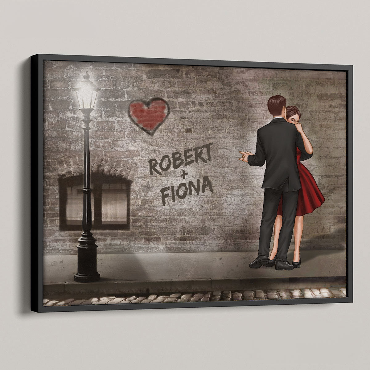 Couple Vintage Old Street Personalized Poster, Valentines Gift, Anniversary Gift for Him for Her