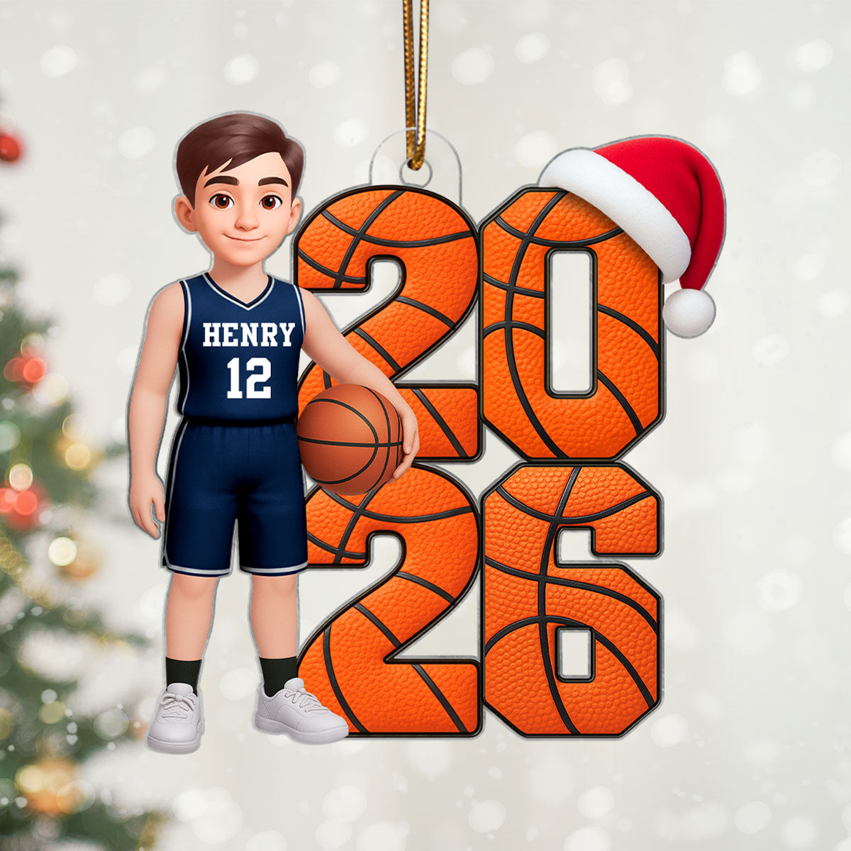 Basketball Player - Personalized Acrylic Ornament - Christmas Gift, Keepsake For Basketball Players, Son, Daughter, Grandson, Granddaughter