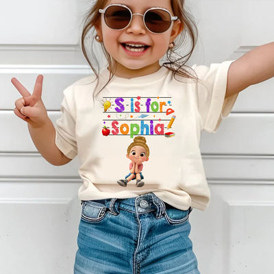 Custom Name  Back To School Kids Shirt, Personalized Alphabet Kids Shirt