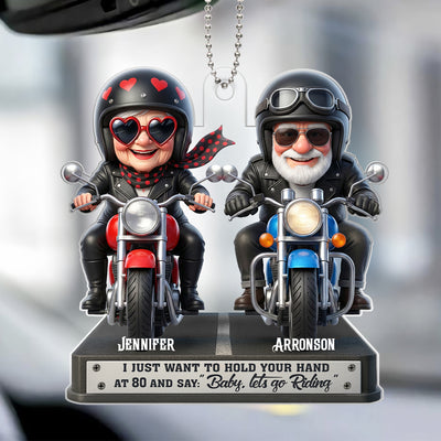 Baby Let's Go Riding Old Couple - Personalized Acrylic Car Hanger - Sentimental Gift for him, for her