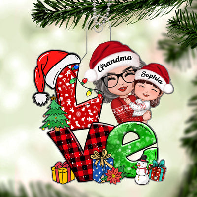 Love Letter Grandma Hugging Grandkid Personalized Acrylic Ornament