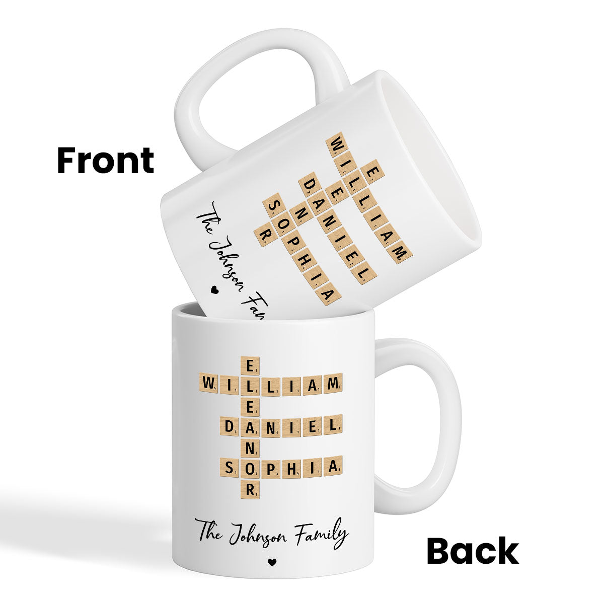 Family Crossword Puzzle Art Gift For Family Friends Personalized Mug
