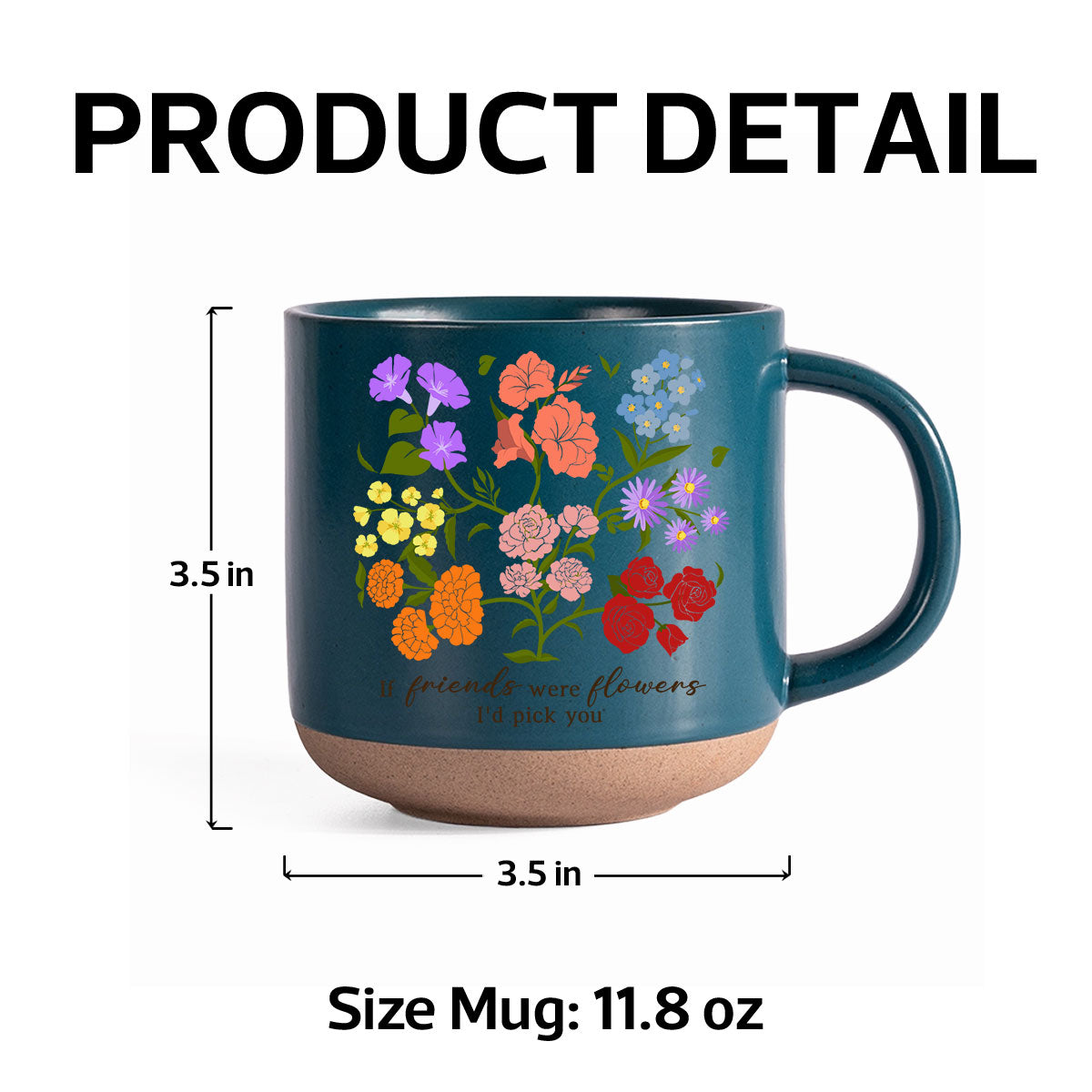 Custom Sisters Besties Birth Flower Bouquet Artwork Minimalist Personalized Pottery Mug