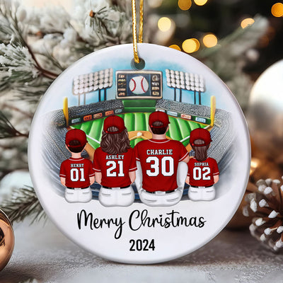 Baseball Family Watching Game Ballpark Sport Lover Personalized Ceramic Ornament