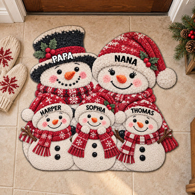 Christmas Cute Snowman 2D Flat Printed - Personalized Doormat - Christmas Decor For Family, Grandparents