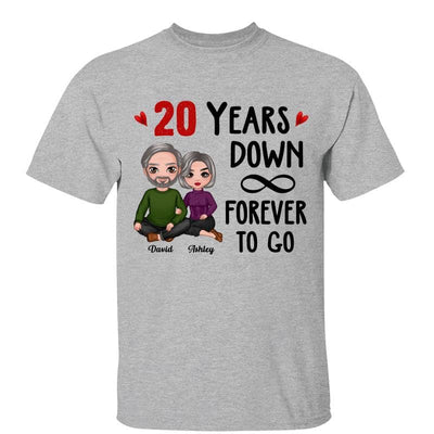 Many Years Down Forever To Go Couple Embracing Anniversary Gift Personalized Shirt