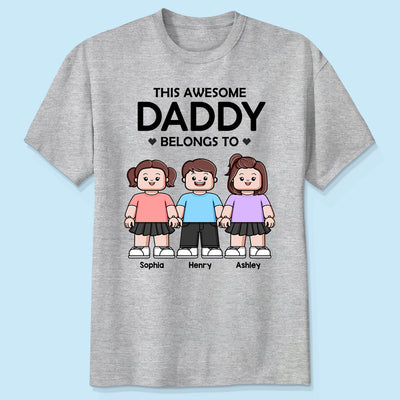 This Awesome Daddy Belongs To Kids Block Characters Personalized Shirt