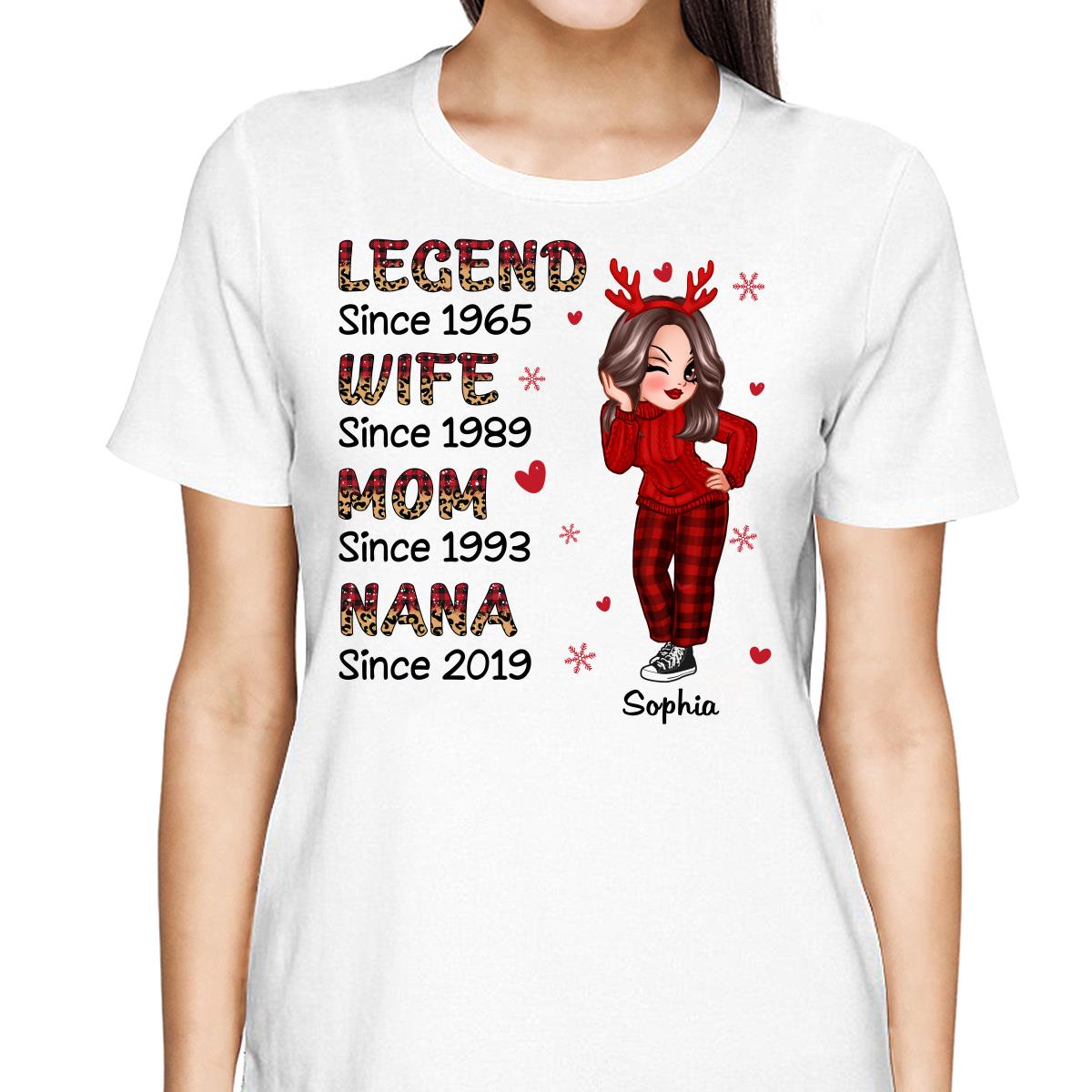 Half Checkered Leopard Sassy Legend Wife Mom Grandma Christmas Personalized Shirt