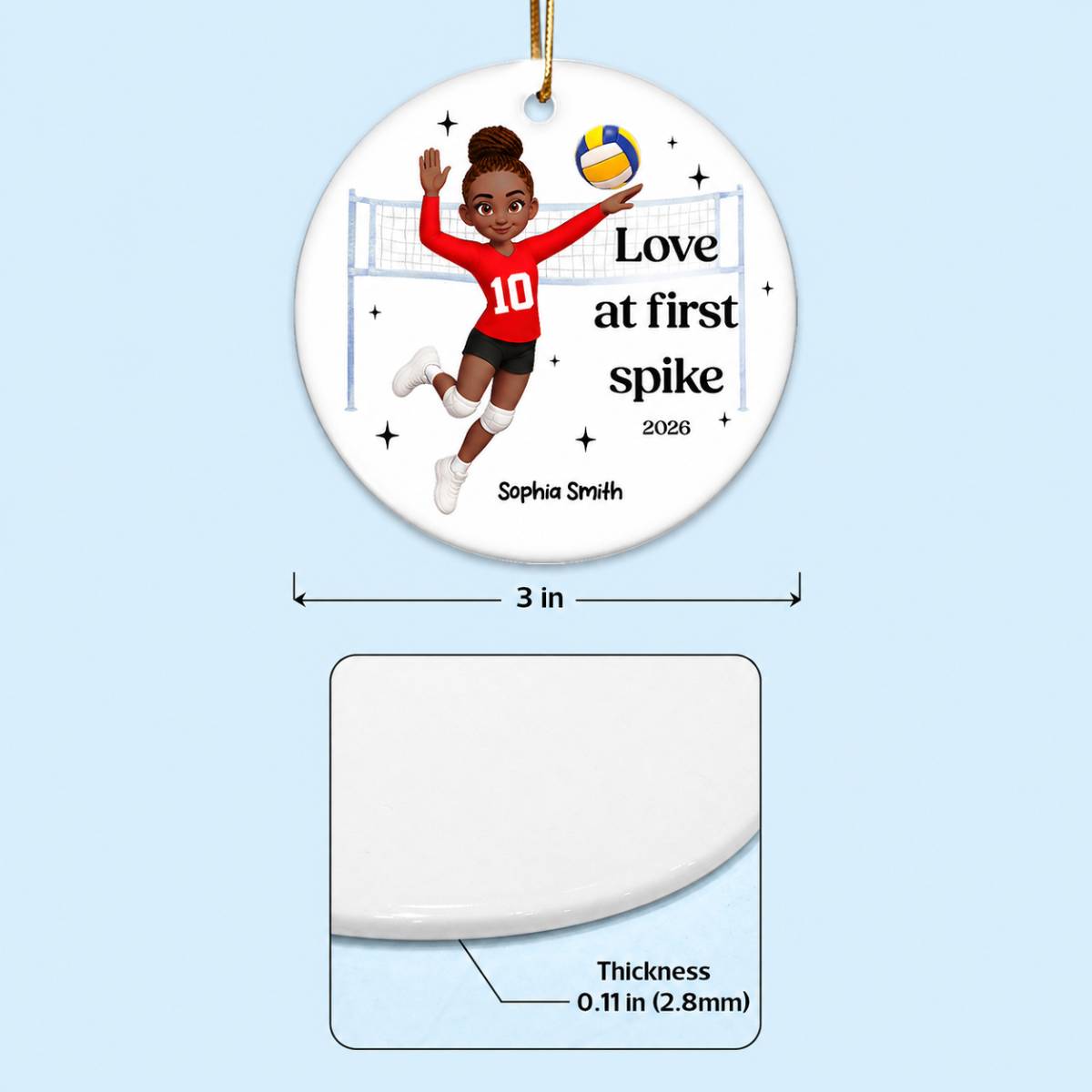 Love At First Spike Volleyball Player - Personalized Ceramic Ornament - Christmas Gift For Volleyball Players