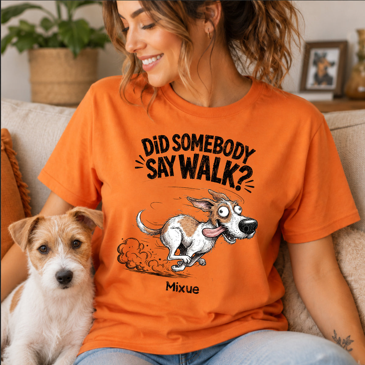 Did Somebody Say Walk Zoomies Quirky Dog Portrait From Your Pet Photo - Personalized Shirt - Funny Gift For Dog Lover