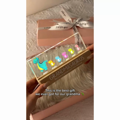Grandmasaurus Like Normal Grandma But More Awesome Personalized Acrylic Block LED Night Light