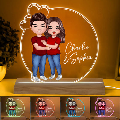 Couple Hugging Kising Simple Personalized Acrylic LED Night Light