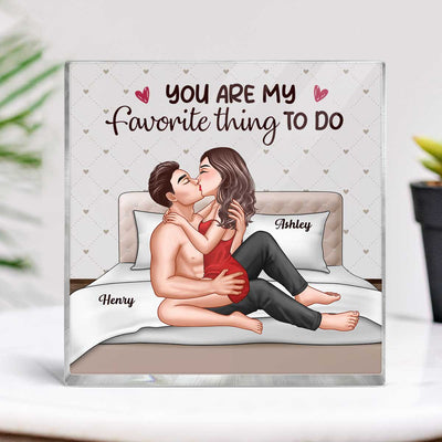 Sexy Couple Kissing On Bed Personalized Acrylic Block Plaque