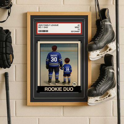 Hockey No. 1 Dad Man & Kids Trading Card Style Personalized Poster
