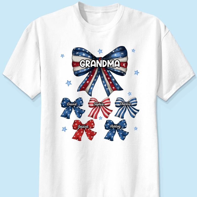 Coquette American Grandma Bow 4th Of July Independence Day Personalized Shirt