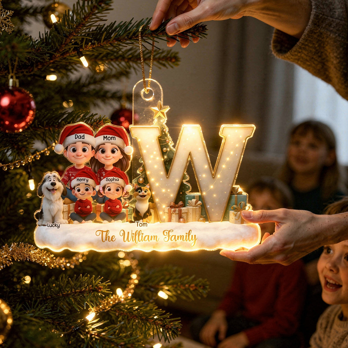 Family Name Initial Letter - Personalized Acrylic Ornament - Christmas Gift for Family