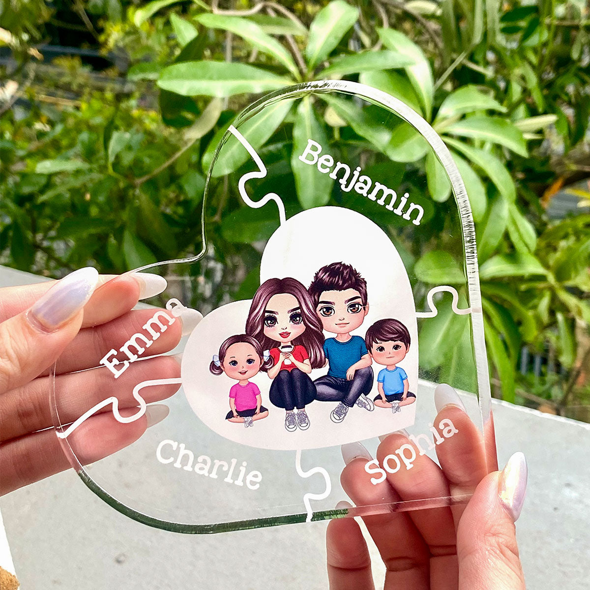 Together We Make A Family Puzzle Heart Personalized Acrylic Heart Plaque
