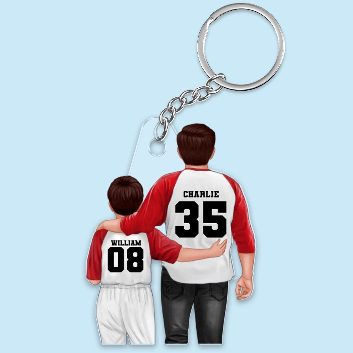 Baseball Dad And Kids Personalized Acrylic Keychain