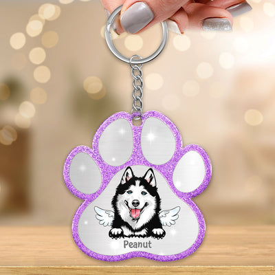 Peeking Dog Cat Paw Personalized Acrylic Keychain - Gift For Pet Lover