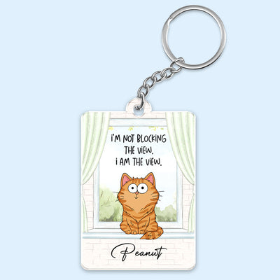 I‘m Not Blocking The View Funny Cats Expressions Personalized Keychain