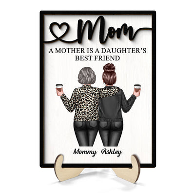 Mom Is Daughter‘s Best Friend Mother’s Day Gift Personalized 2-Layer Wooden Plaque