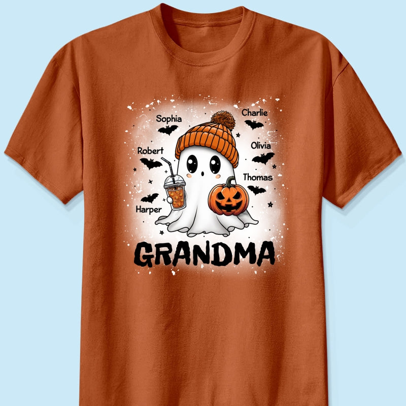 Boo Grandma Fall Season Halloween Custom Grandkids Names Personalized Shirt