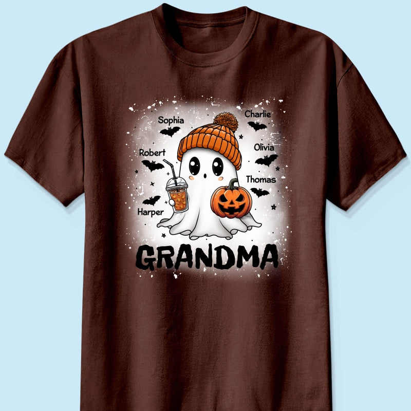 Boo Grandma Fall Season Halloween Custom Grandkids Names Personalized Shirt
