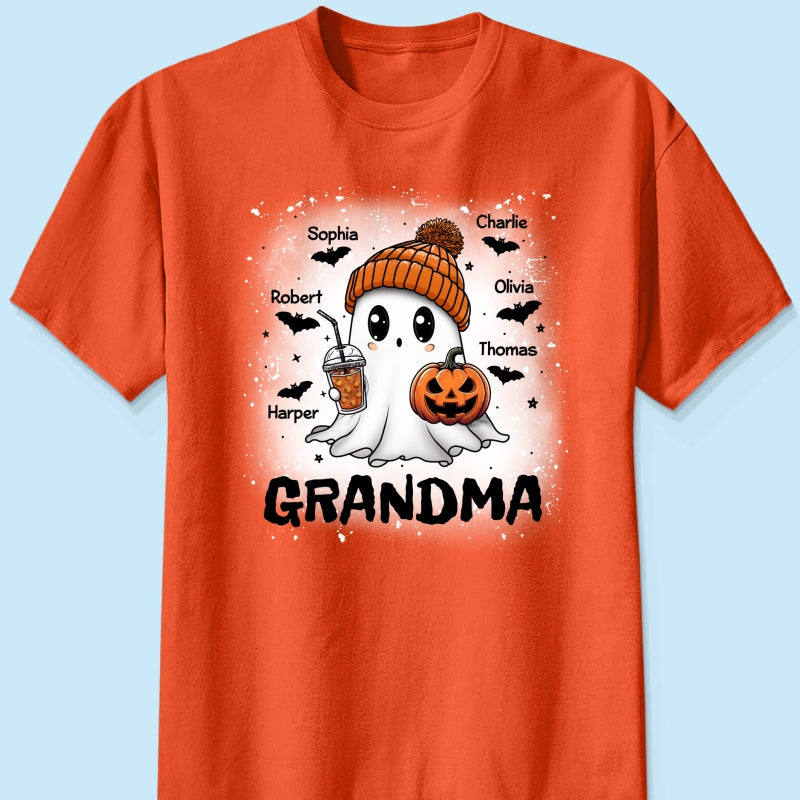 Boo Grandma Fall Season Halloween Custom Grandkids Names Personalized Shirt